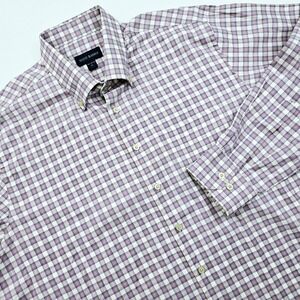 Scott Barber Mens XL Plaid Cotton Button Down Long Sleeve Shirt Purple Preppy